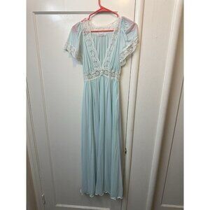 VTG Miss Elaine Night Gown Womens Medium Modest Grandma Praire Cottage Blue XS